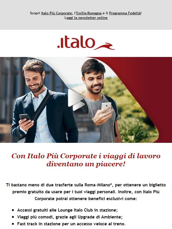Italo Più Corporate: meno di due trasferte di lavoro per ottenere un biglietto premio gratuito!