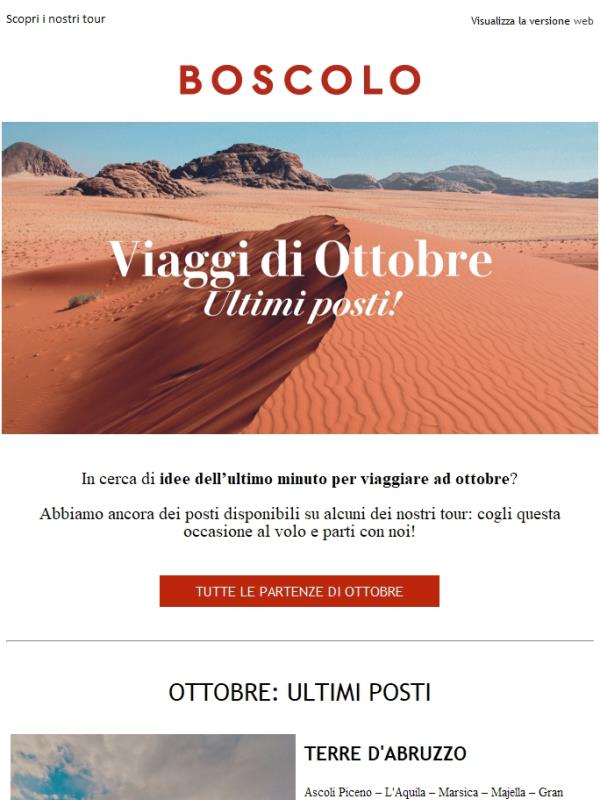 Ultimi posti per viaggiare ad Ottobre
