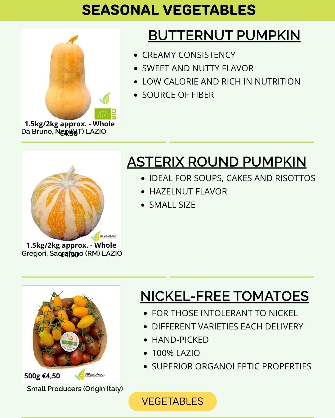 VEGETABLES