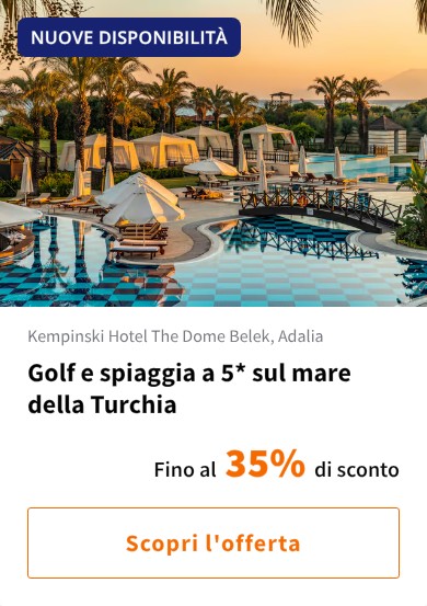 Golf e spiaggia a 5* sul mare della Turchia