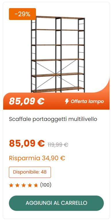 VASAGLE Libreria a 6 Livelli Portaoggetti 30 x 120 x 172,5 cm Marrone Vintage e Nero