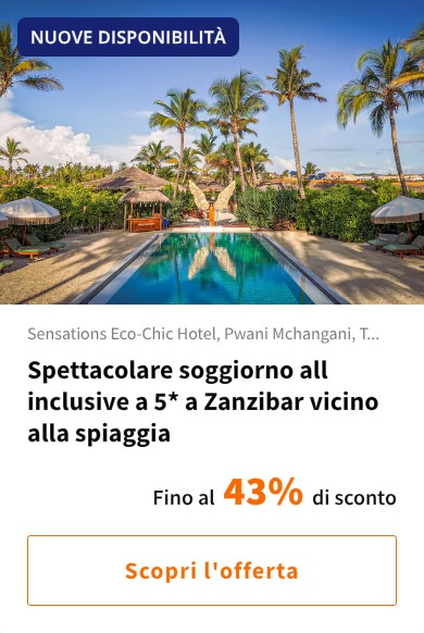 Spettacolare soggiorno all inclusive a 5* a Zanzibar vicino alla spiaggia