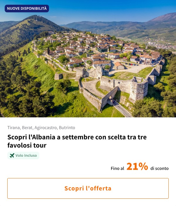 Scopri l'Albania a settembre con scelta tra tre favolosi tour