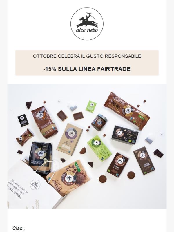 Alce Nero & Fairtrade: -15% di sconto