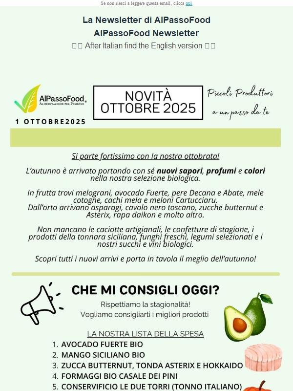Avocado, Mango, Zucche, Formaggi, Tonno, Funghi e tanto altro ancora...