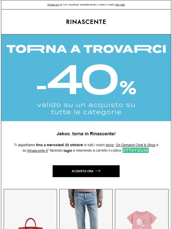 Solo per te: 40% di sconto