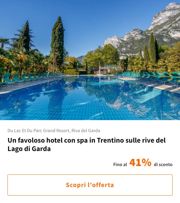 Un favoloso hotel con spa in Trentino sulle rive del Lago di Garda