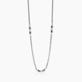 STYLE 03  Collana con catena veneta ed elementi a strisce e cilindri in ematite