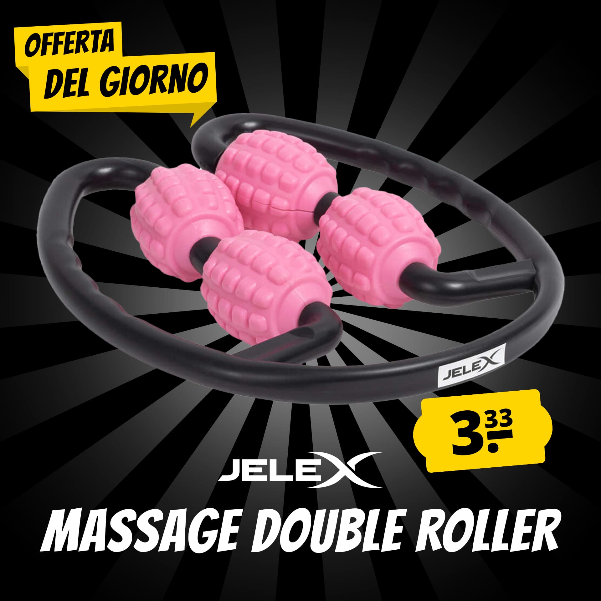 Jelex mssage massagiatore per il corpo con 4 rotelle