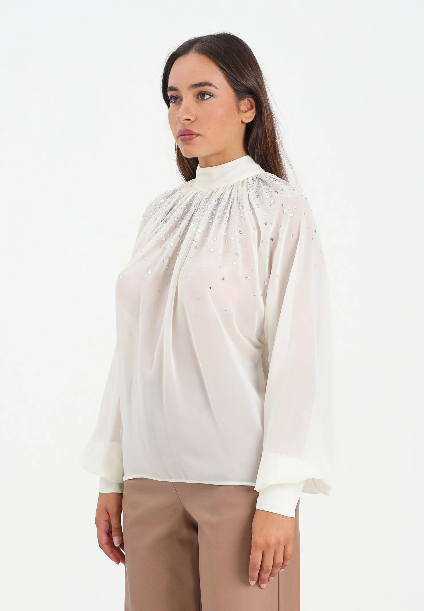 Image of ALMA SANCHEZ Blusa Botes panna da donna