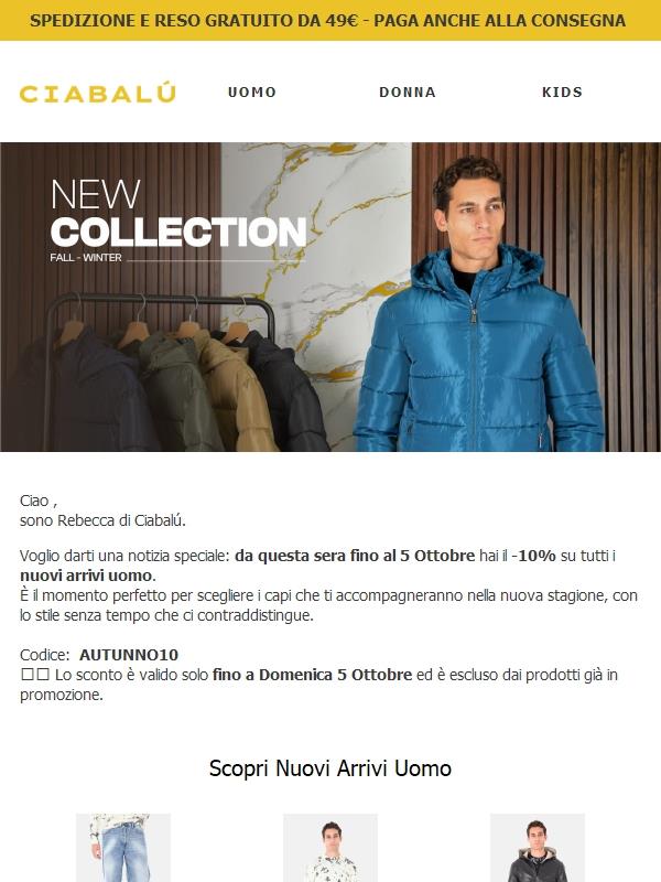 🍂 Solo per te: -10% sui nuovi arrivi uomo