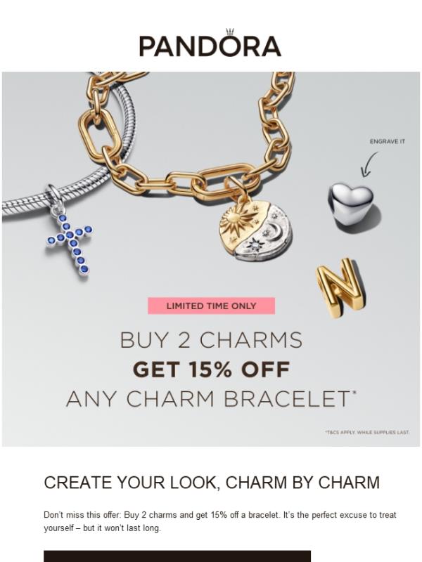 Get 15% OFF a Bracelet When You Buy 2 Charms
