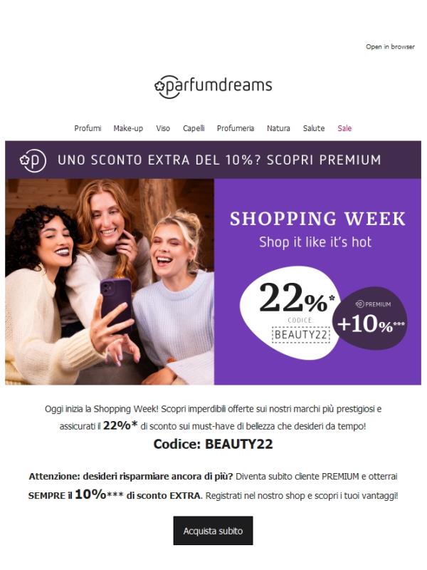 🛍️ Shopping Week: 22% + 10% di sconto EXTRA sui must-have di bellezza