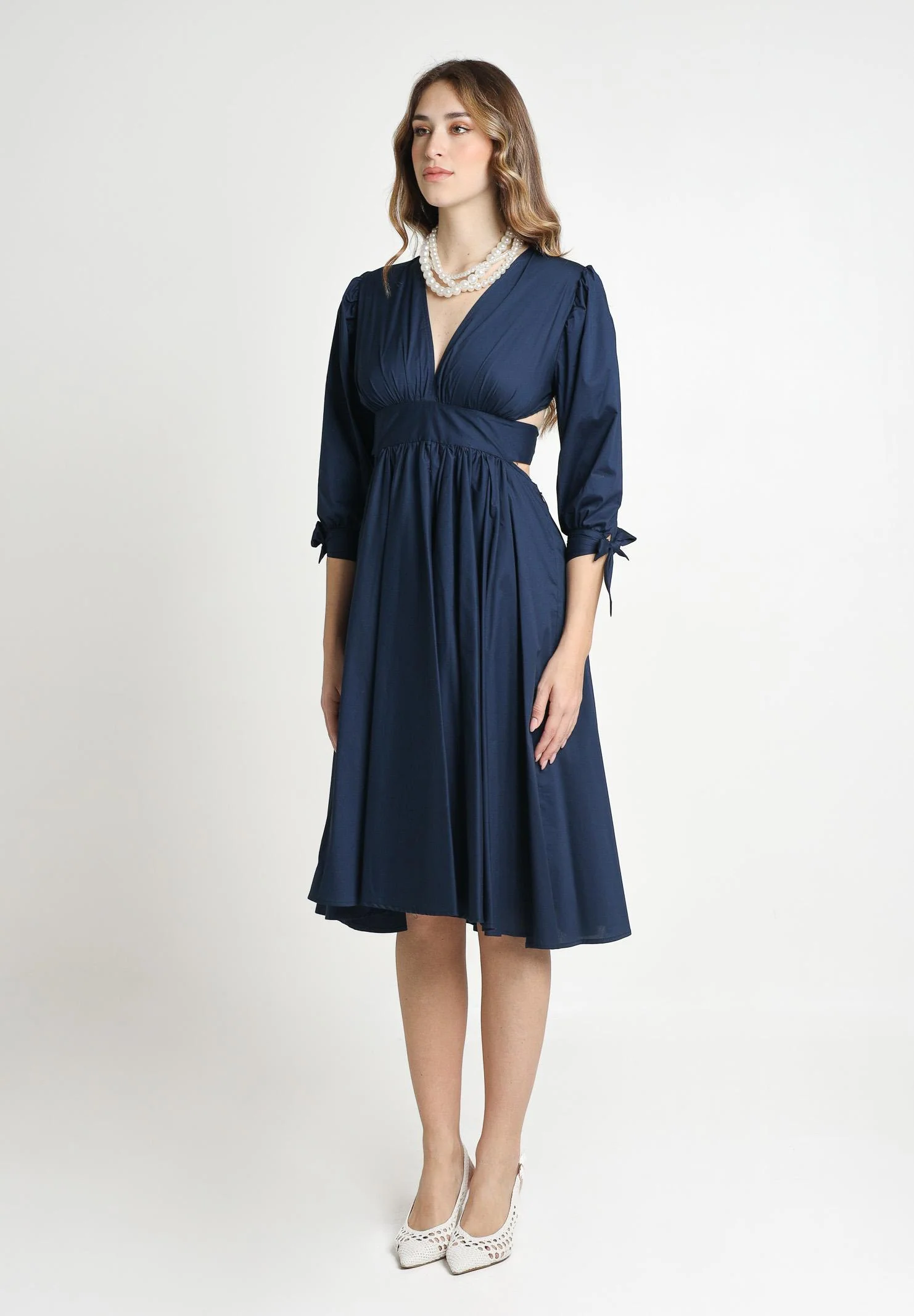 Image of SANTAS Abito midi TIRAMISU' blu da donna