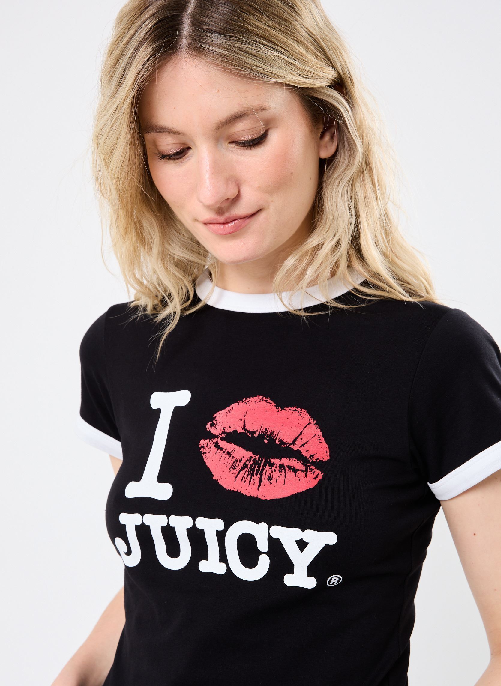 JUICY COUTURE T-shirt maniche corte T-shirt - Single Jersey flitted ringer donna nera