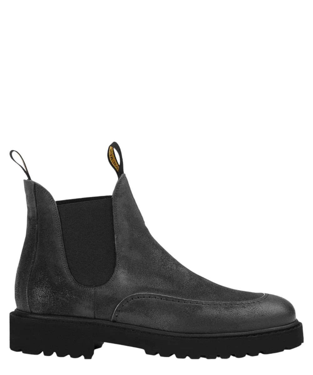 Image of Polacchino in Suede Antracite con Lavorazione Blake