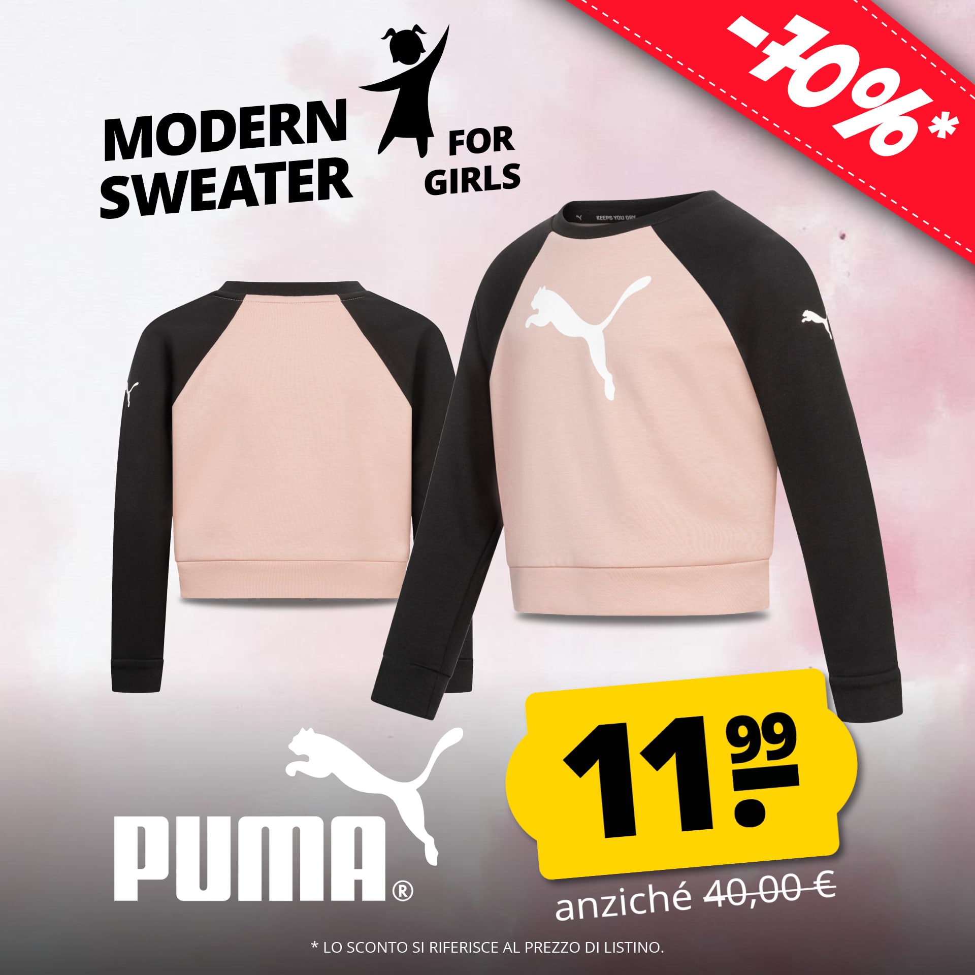 Puma girl modern sports crew bambina felpa