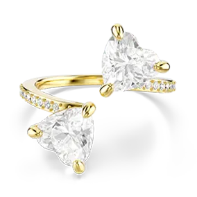 Anello aperto Mesmera, Taglio Heart, Pavé, Placcato color oro