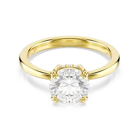 Anello cocktail Stilla, Taglio Round, Bianco, Placcato color oro