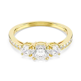 Anello Stilla Attract, Taglio Round, Bianco, Placcato color oro