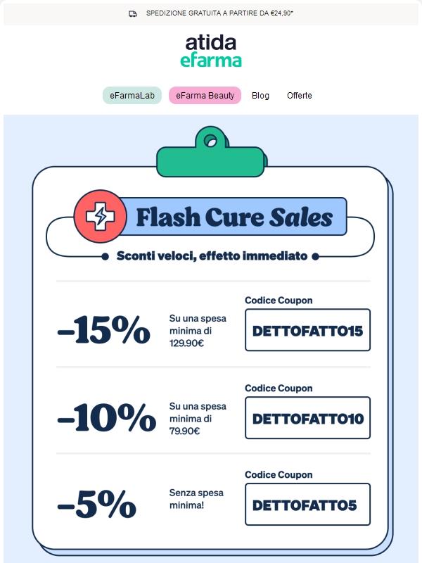 ⚡ Flash Cure Sales | Sconti lampo fino al -15%!