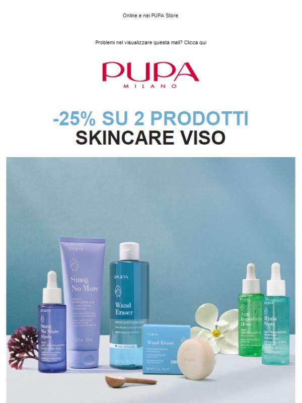 -25% acquistando 2 prodotti skincare 💙