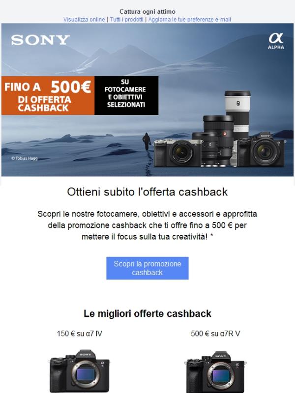 📷Cattura ogni attimo: approfitta dell'offerta cashback con cui puoi ottenere fino a 500 € su fotocamere, obiettivi e altri prodotti selezionati.