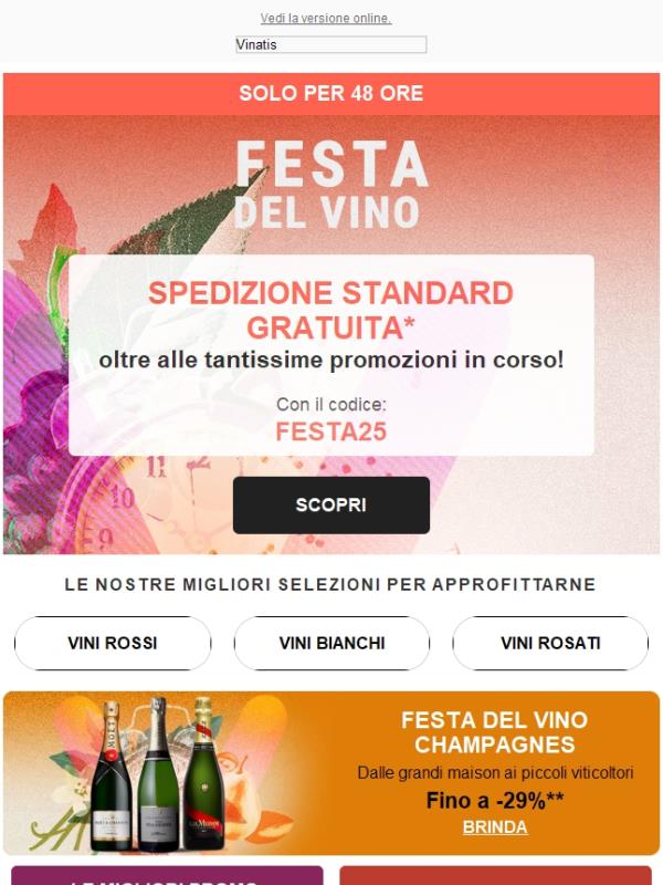 🚚 SPEDIZIONE GRATUITA per la Festa del Vino SOLO per 48 ORE