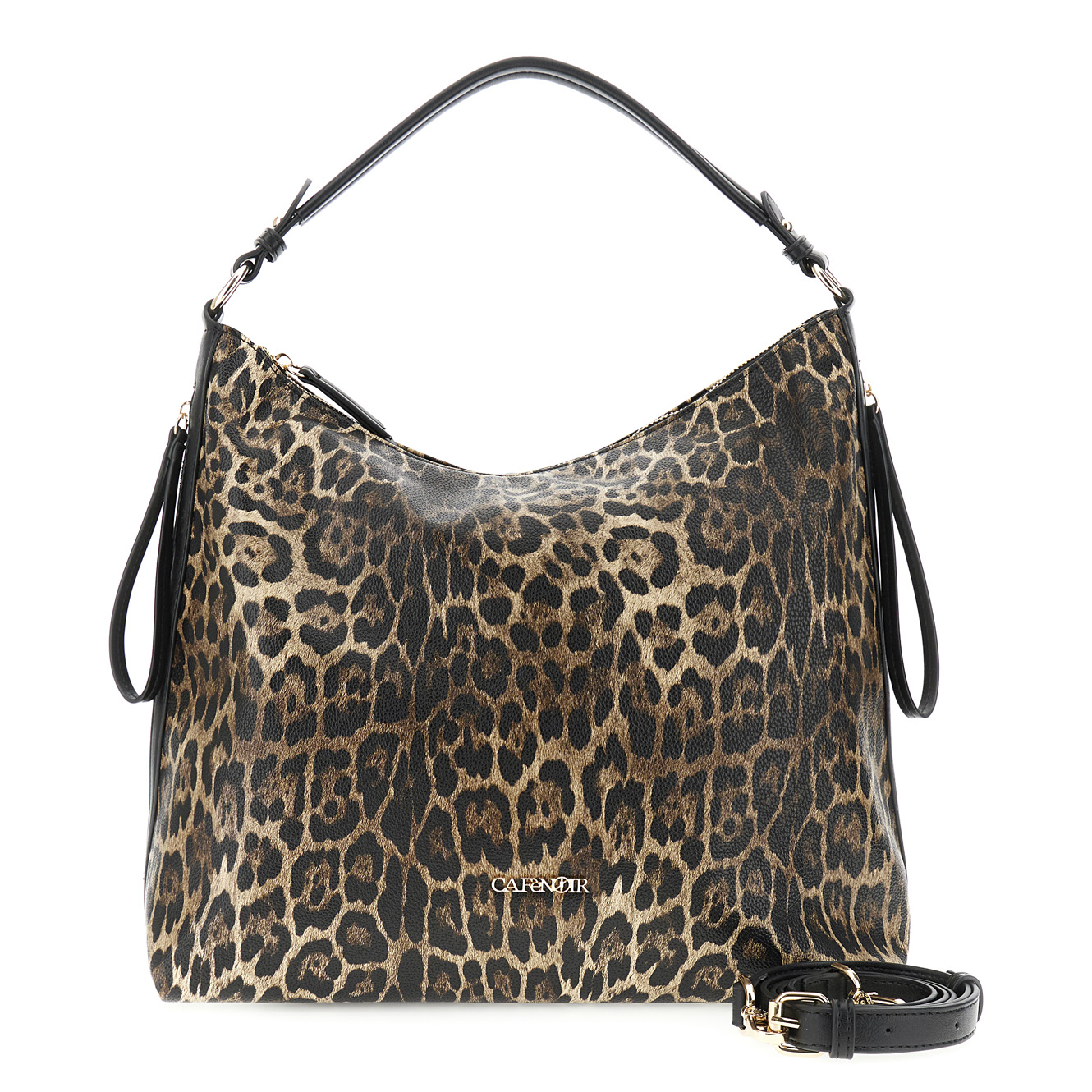 Image of sacca effetto pelle stampa leopardo con zip laterali animalier