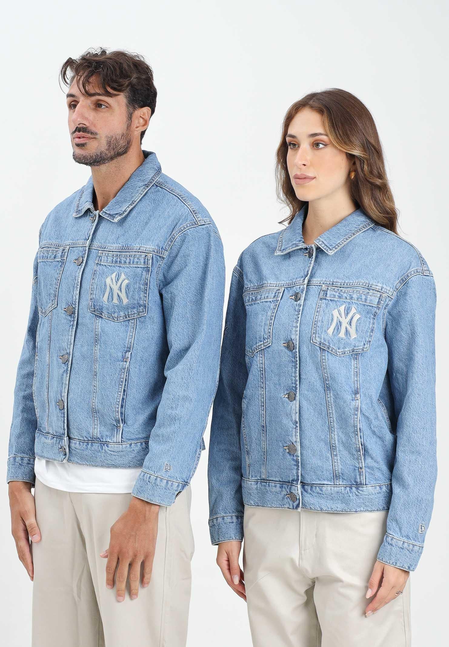 Image of NEW ERA Giacca di jeans New York Yankees MLB in denim chiaro per uomo e donna