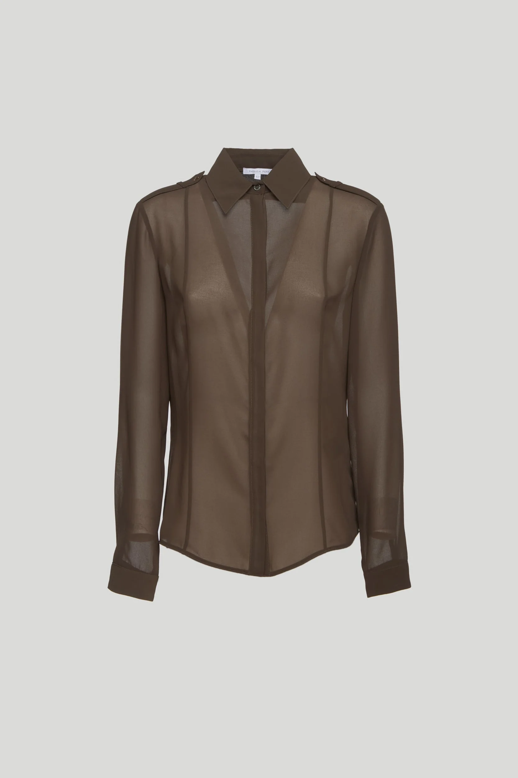 Image of PATRIZIA PEPE Blusa Trasparente Verde Militare