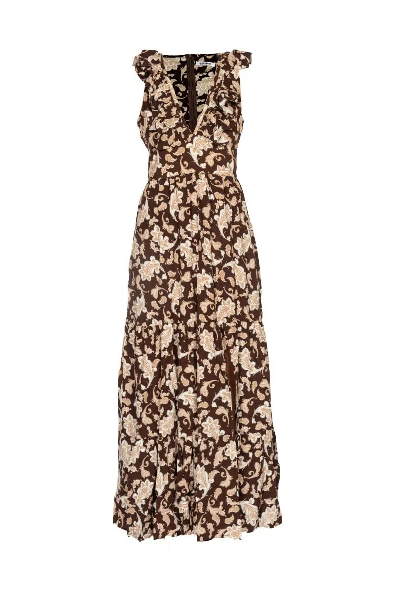Image of GLAMOROUS Abito Lungo Fantasia Paisley Marrone