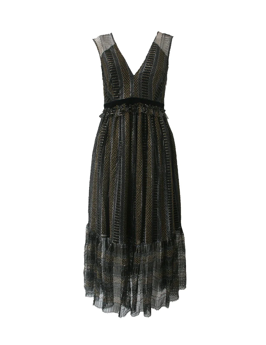 Image of TWINSET Abito Lurex e Pizzo Nero