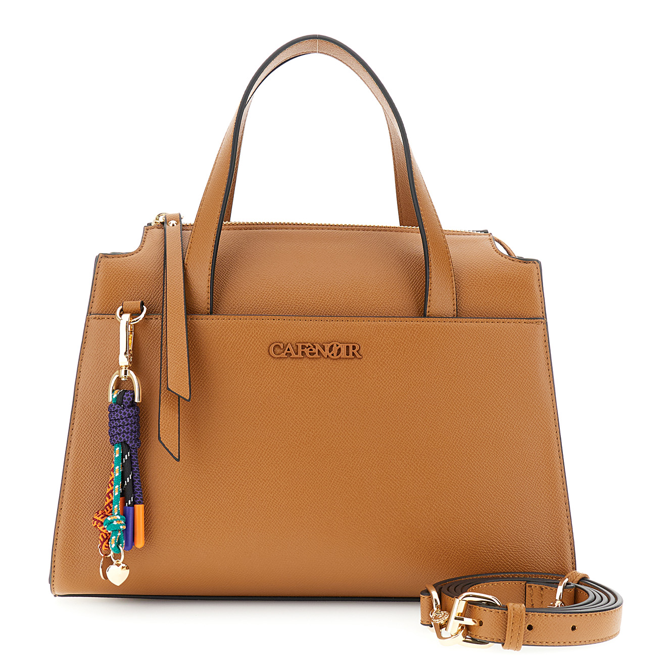 Image of bauletto effetto pelle saffiano con charms multicolor cuoio