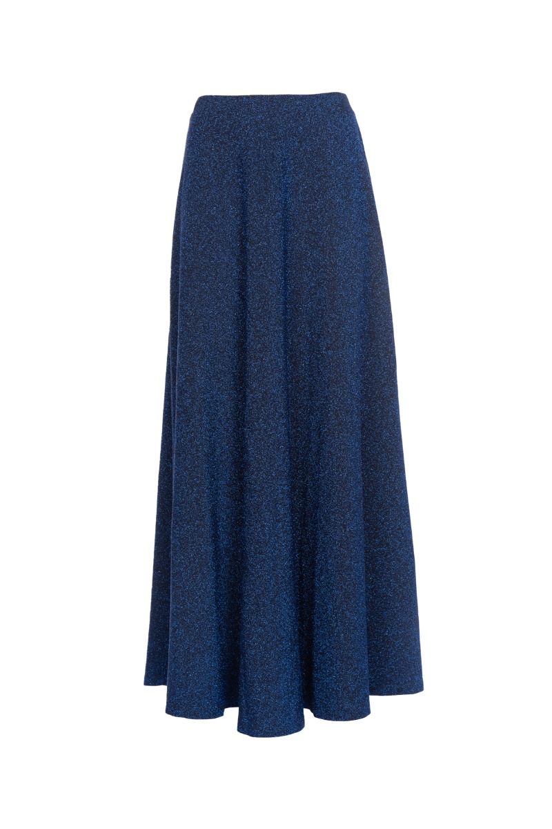 Image of ALESSANDRA GALLO Gonna Lunga in Lurex Blu