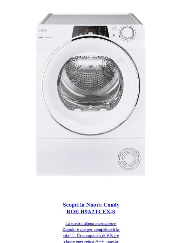 🎉 Nuovo Arrivo: Asciugatrice Rapido Candy ROE H9A2TCEX-S! 🧺