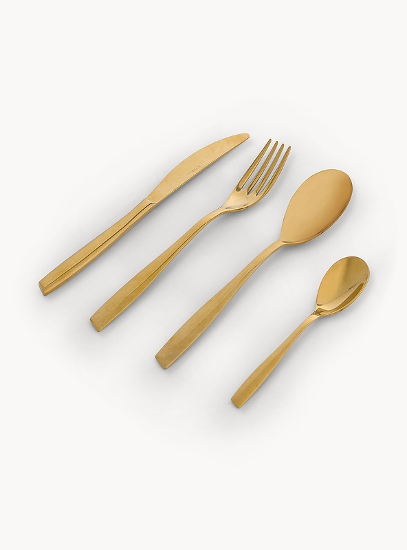Set 24 posate acciaio Eleven gold