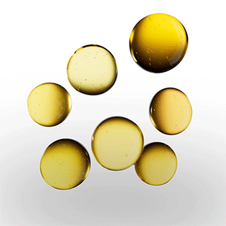 The Dyson Oli7 blend represented as abstract circles of oils.