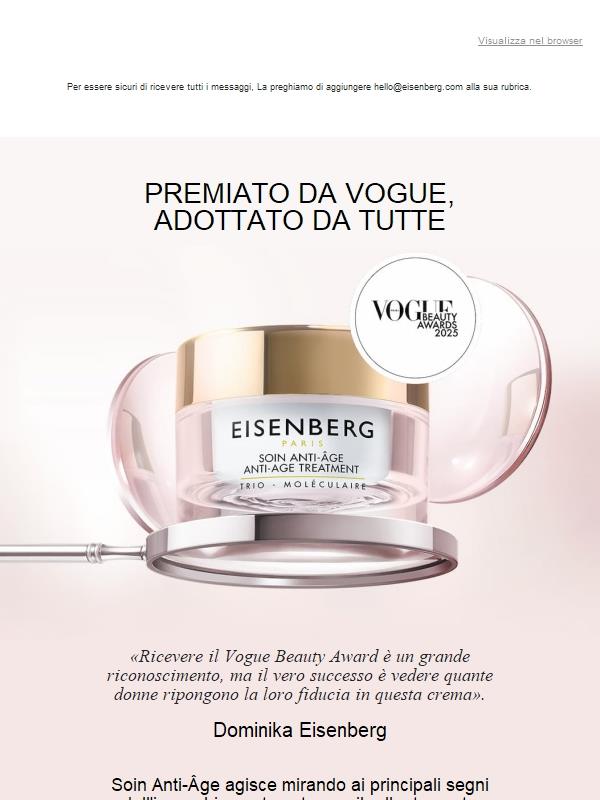 PREMIATO DA VOGUE, ADOTTATO DA TUTTE
