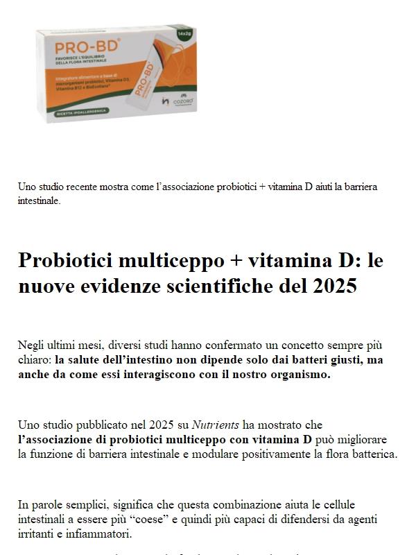 Nuove ricerche confermano l’importanza dei probiotici con vitamina D 🧬