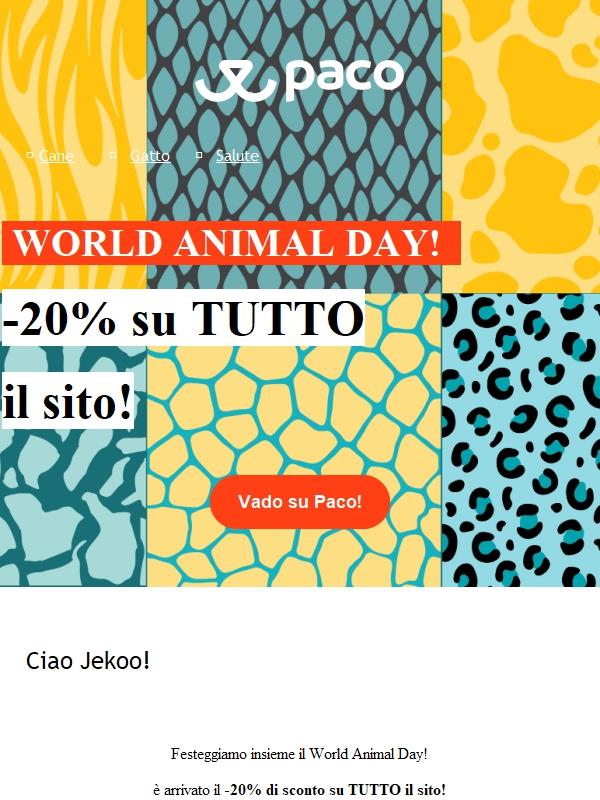20% di extra sconto su TUTTO il sito 🐾