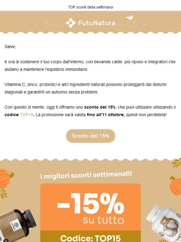 Nuova promozione: -15% su tutto 📢