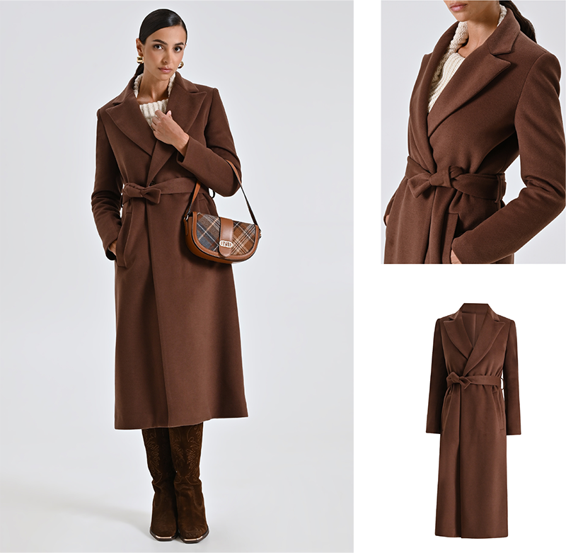 Cappotto Vestaglia Midi Marrone Cioccolato