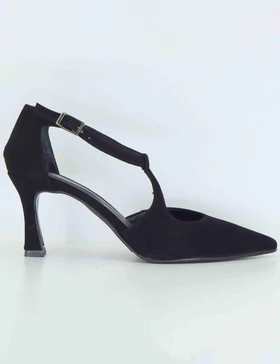 Mery Jane in camsocio nero tacco alto Donna A102 001