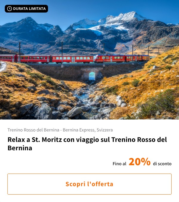 Relax a St. Moritz con viaggio sul Trenino Rosso del Bernina