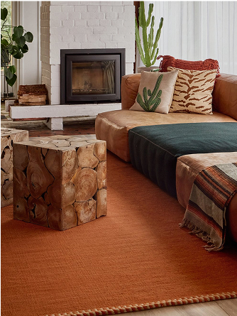 urban retro styled rug in a living room