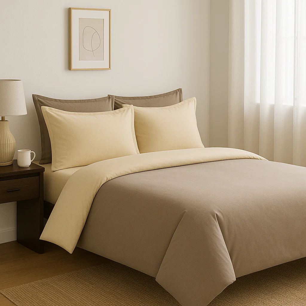 Image of Parure Copripiumino in Percalle <br>di Cotone 200TC Double Face - <b>Milano Bicolor