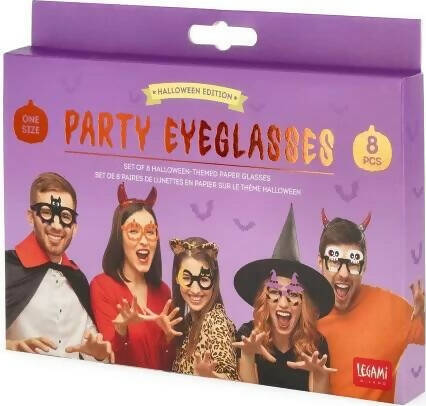 Legami - Set Di 8 Occhiali Halloween In Carta, 8 Diverse Forme A Tema Trick Or Treat, Taglia Unica Set Di 8 Occhiali In Carta Legami
