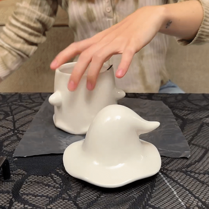 Girl painting the DIY Ghost