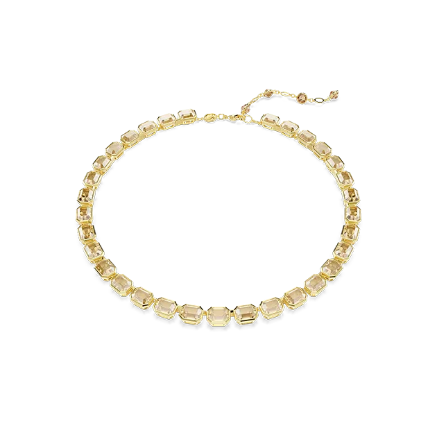 Collana Millenia, Taglio ottagonale, Giallo, Placcato color oro